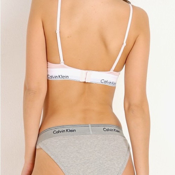 Calvin Klein Triangle Bralette in Nymphs Thigh - Picture 2 of 5